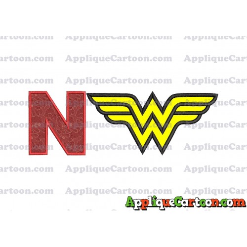 Wonder Woman Applique Embroidery Design With Alphabet N