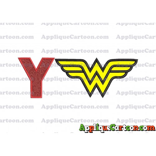 Wonder Woman Applique Embroidery Design With Alphabet Y