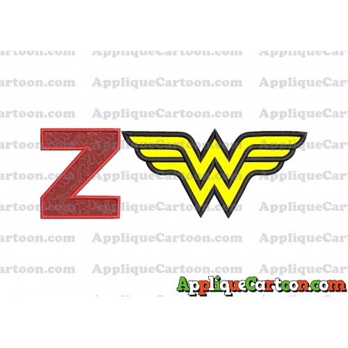 Wonder Woman Applique Embroidery Design With Alphabet Z