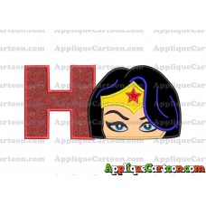 Wonder Woman Head Applique Embroidery Design With Alphabet H