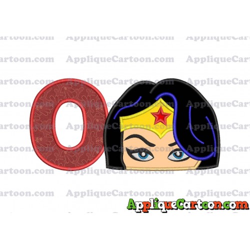 Wonder Woman Head Applique Embroidery Design With Alphabet O