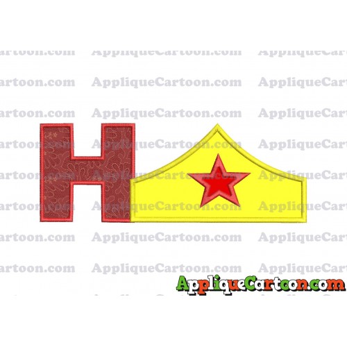 Wonder Woman Tiara Applique Embroidery Design With Alphabet H