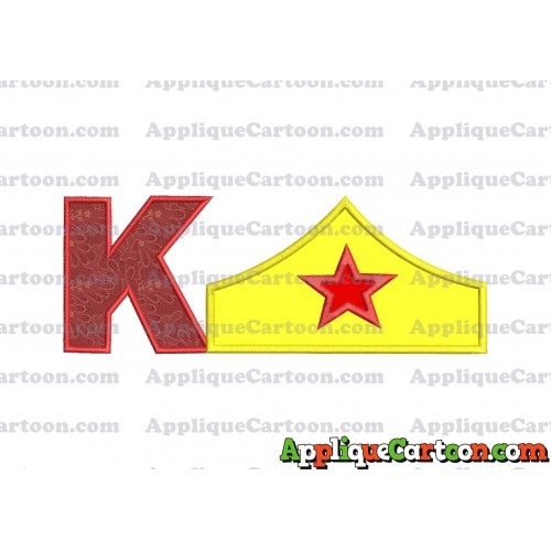 Wonder Woman Tiara Applique Embroidery Design With Alphabet K