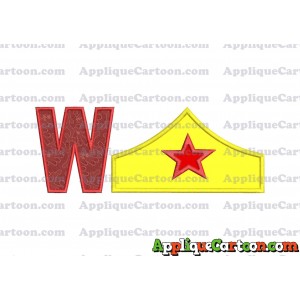 Wonder Woman Tiara Applique Embroidery Design With Alphabet W