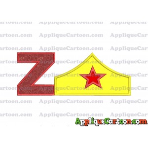 Wonder Woman Tiara Applique Embroidery Design With Alphabet Z