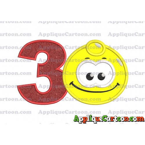 Yellow Jelly Applique Embroidery Design Birthday Number 3