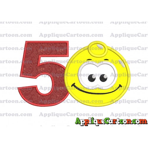 Yellow Jelly Applique Embroidery Design Birthday Number 5