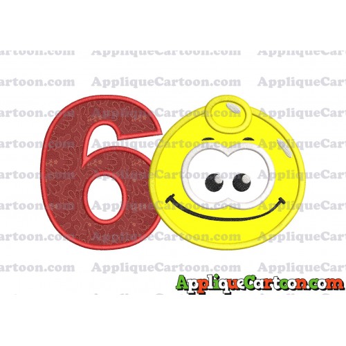 Yellow Jelly Applique Embroidery Design Birthday Number 6