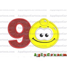Yellow Jelly Applique Embroidery Design Birthday Number 9