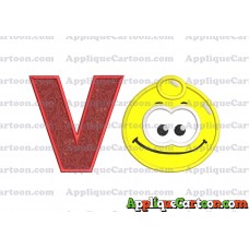 Yellow Jelly Applique Embroidery Design With Alphabet V