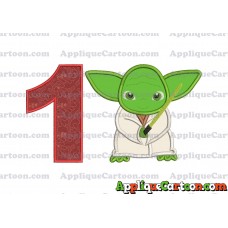 Yoda Star Wars Applique Embroidery Design Birthday Number 1