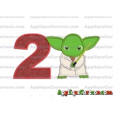 Yoda Star Wars Applique Embroidery Design Birthday Number 2