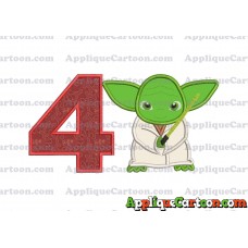 Yoda Star Wars Applique Embroidery Design Birthday Number 4