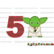 Yoda Star Wars Applique Embroidery Design Birthday Number 5