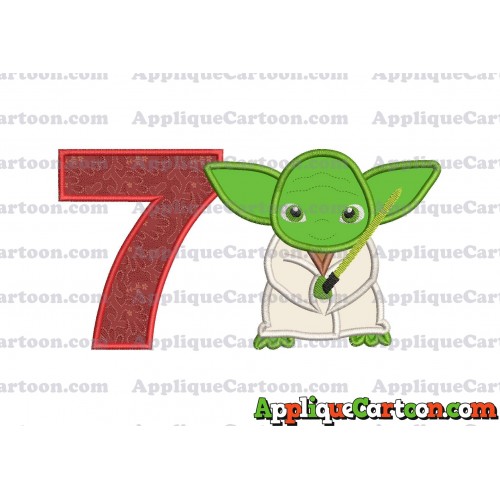 Yoda Star Wars Applique Embroidery Design Birthday Number 7