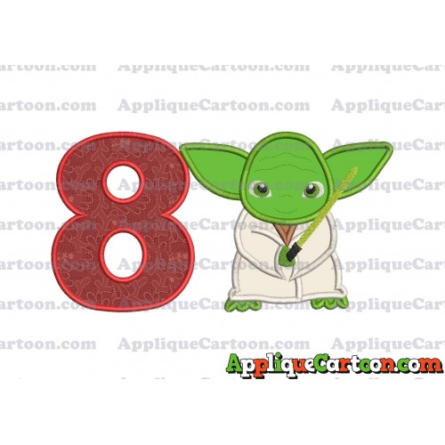 Yoda Star Wars Applique Embroidery Design Birthday Number 8