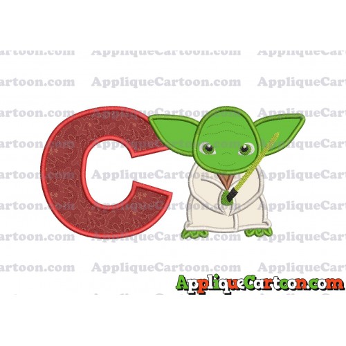 Yoda Star Wars Applique Embroidery Design With Alphabet C