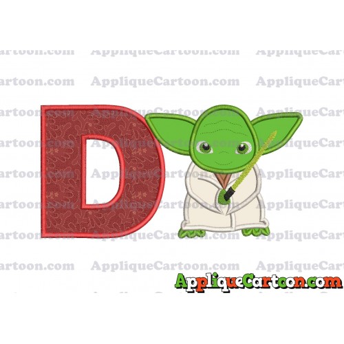Yoda Star Wars Applique Embroidery Design With Alphabet D