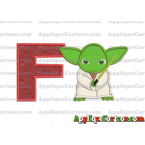 Yoda Star Wars Applique Embroidery Design With Alphabet F