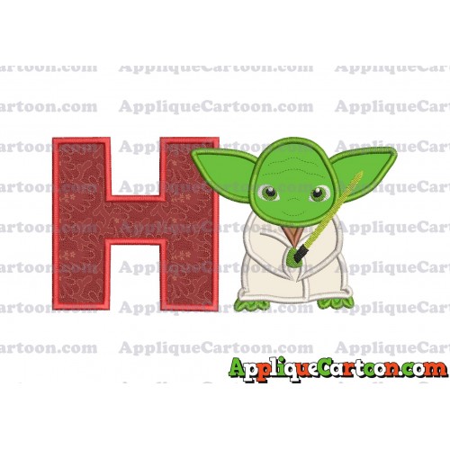 Yoda Star Wars Applique Embroidery Design With Alphabet H