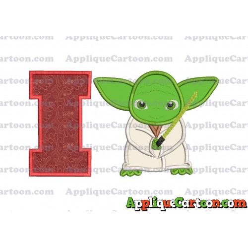 Yoda Star Wars Applique Embroidery Design With Alphabet I