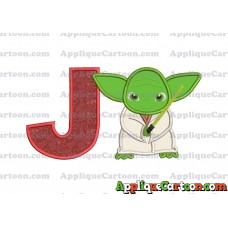 Yoda Star Wars Applique Embroidery Design With Alphabet J