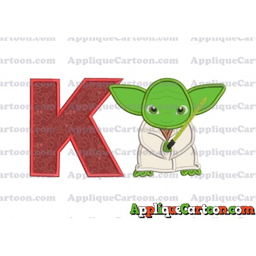 Yoda Star Wars Applique Embroidery Design With Alphabet K