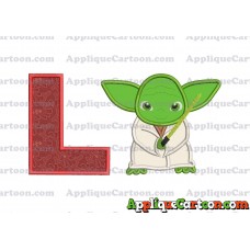 Yoda Star Wars Applique Embroidery Design With Alphabet L