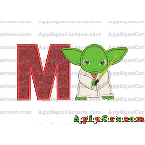 Yoda Star Wars Applique Embroidery Design With Alphabet M