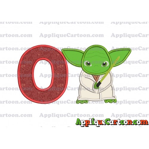 Yoda Star Wars Applique Embroidery Design With Alphabet O