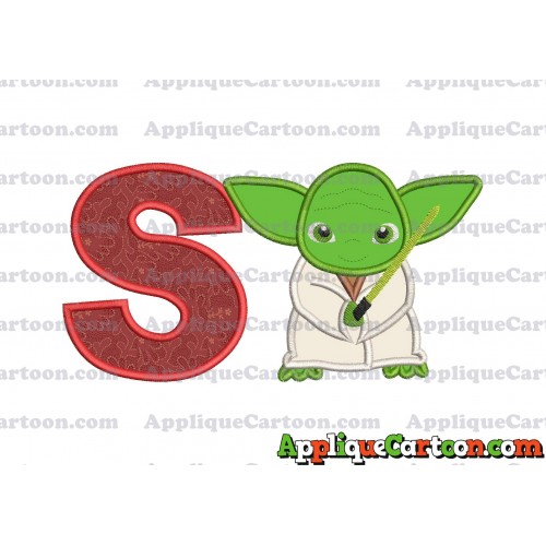 Yoda Star Wars Applique Embroidery Design With Alphabet S