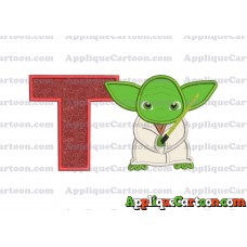 Yoda Star Wars Applique Embroidery Design With Alphabet T