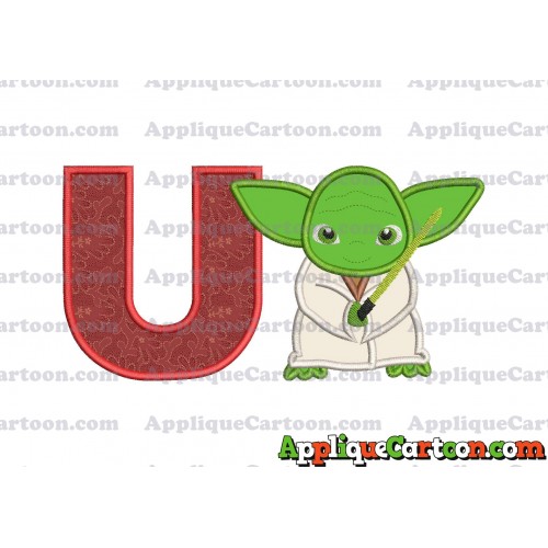 Yoda Star Wars Applique Embroidery Design With Alphabet U