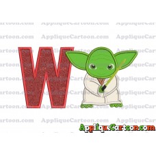 Yoda Star Wars Applique Embroidery Design With Alphabet W