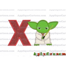 Yoda Star Wars Applique Embroidery Design With Alphabet X