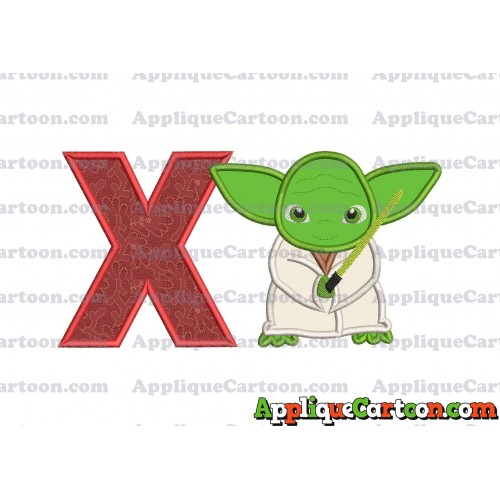 Yoda Star Wars Applique Embroidery Design With Alphabet X