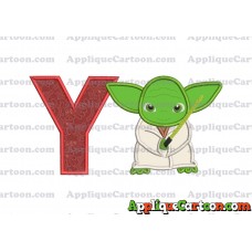 Yoda Star Wars Applique Embroidery Design With Alphabet Y