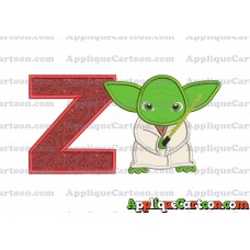 Yoda Star Wars Applique Embroidery Design With Alphabet Z
