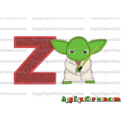 Yoda Star Wars Applique Embroidery Design With Alphabet Z