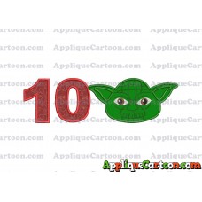 Yoda Star Wars Head Applique Embroidery Design Birthday Number 10