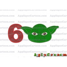 Yoda Star Wars Head Applique Embroidery Design Birthday Number 6