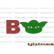 Yoda Star Wars Head Applique Embroidery Design With Alphabet B
