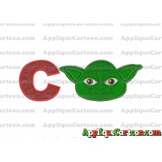 Yoda Star Wars Head Applique Embroidery Design With Alphabet C