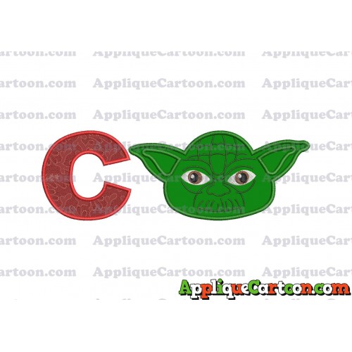 Yoda Star Wars Head Applique Embroidery Design With Alphabet C