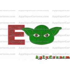 Yoda Star Wars Head Applique Embroidery Design With Alphabet E