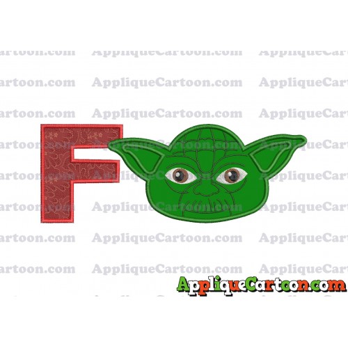 Yoda Star Wars Head Applique Embroidery Design With Alphabet F