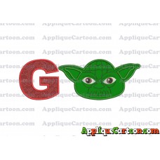 Yoda Star Wars Head Applique Embroidery Design With Alphabet G