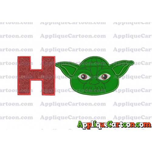 Yoda Star Wars Head Applique Embroidery Design With Alphabet H