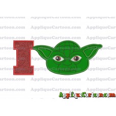 Yoda Star Wars Head Applique Embroidery Design With Alphabet I