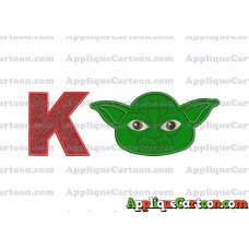 Yoda Star Wars Head Applique Embroidery Design With Alphabet K